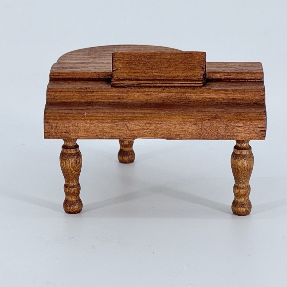 Vintage Wooden Dollhouse Baby Grand Piano & Bench Miniature Furniture Set - Picture 7 of 16